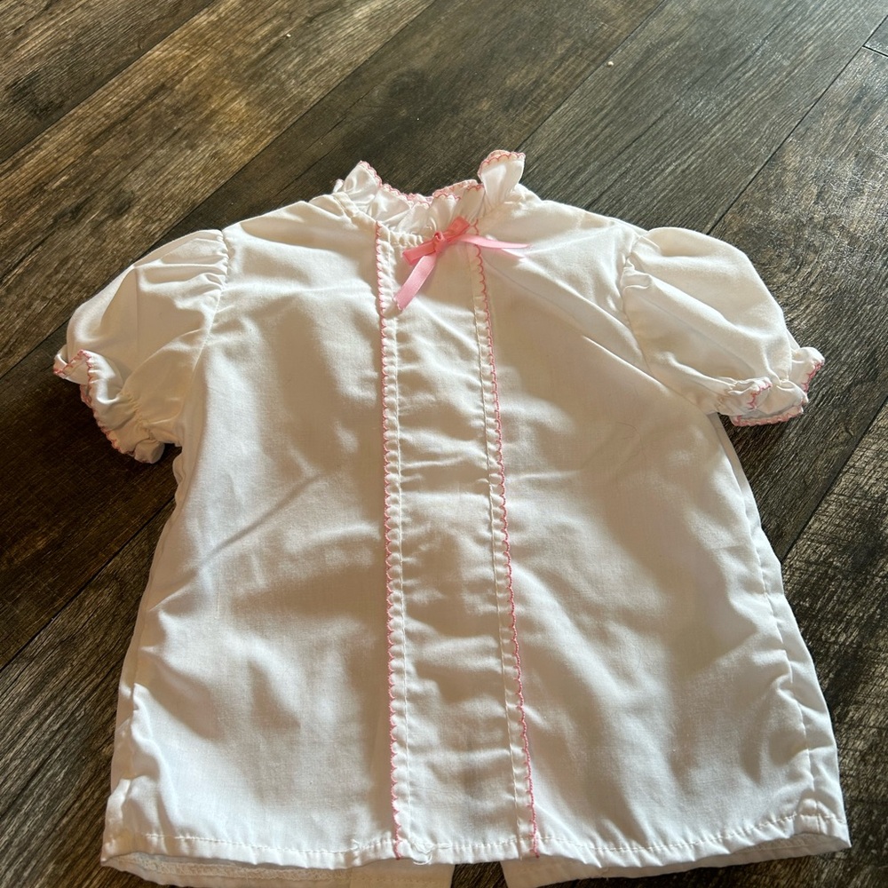 Vintage ruffnik’s white Blouse with Pink Accents size 24 months